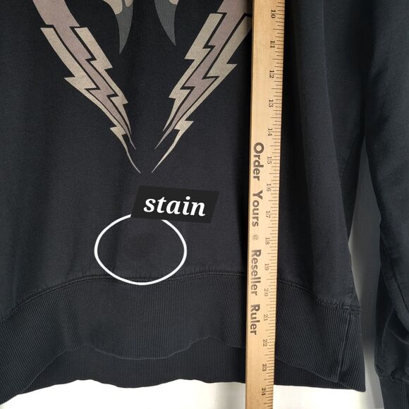 Diesel Womens Sweatshirt Size S Flamingo Hearts Light Weight Y2K Black - Picture 2 of 11